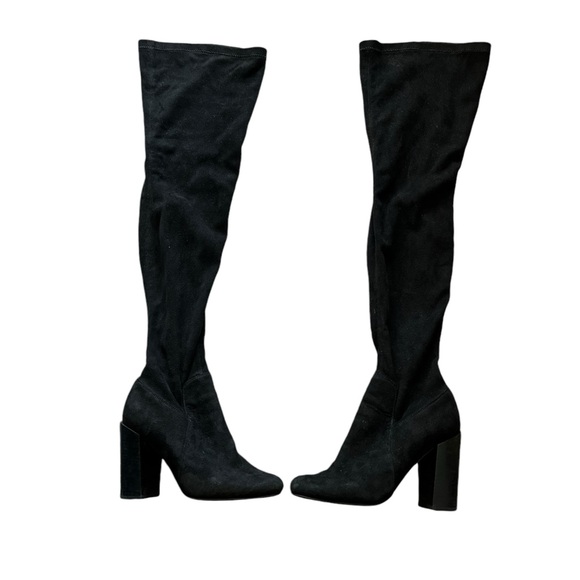 JEFFREY CAMPBELL Perouze Black Over The Knee Suede Heeled Boots - Picture 9 of 14